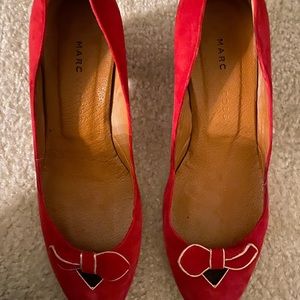 Marc Jacobs Red Flats with Bow Detail